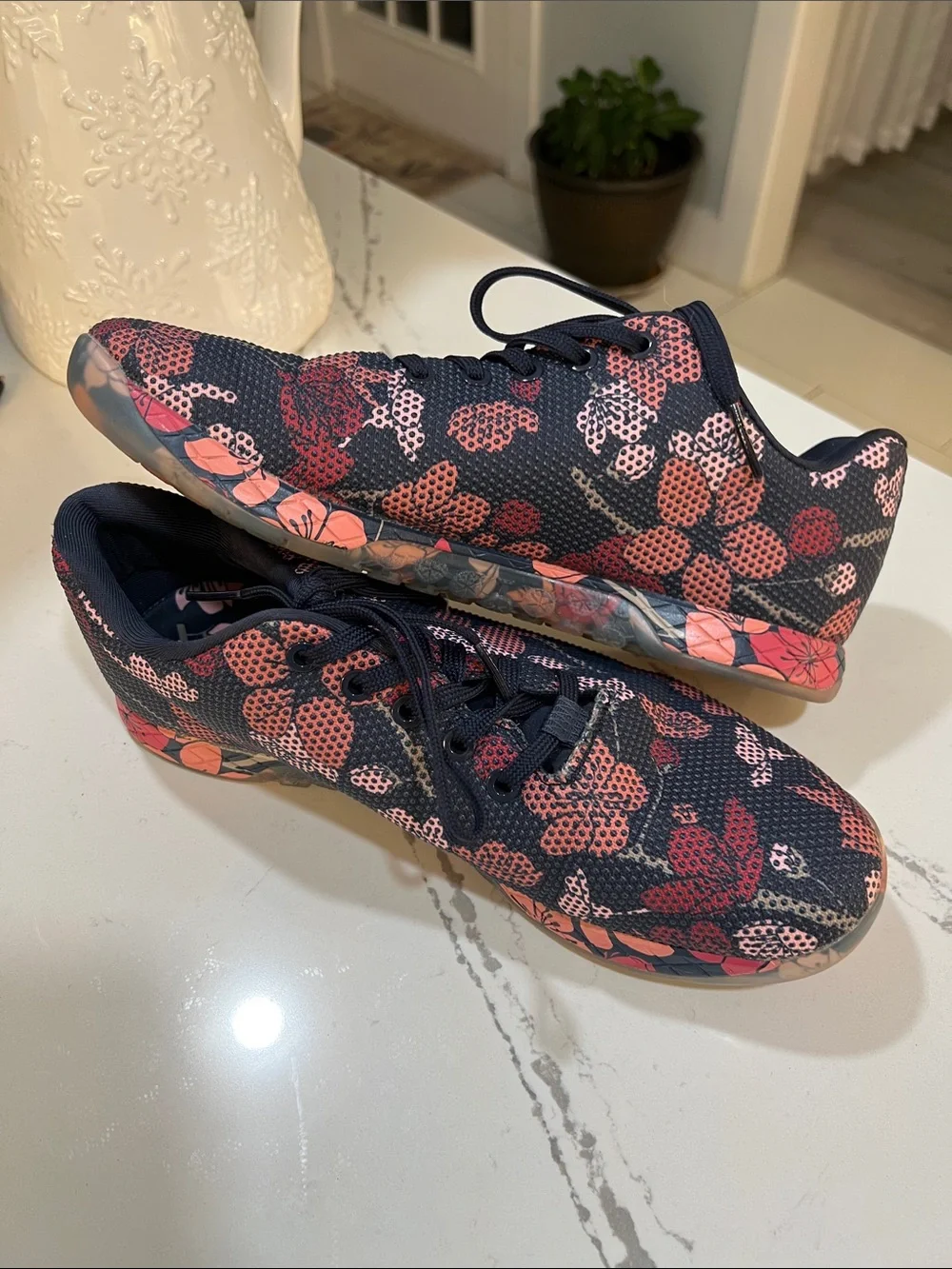 NOBULL Women’s Navy Athletic Sneakers with Coral and Pink Floral Print size W11